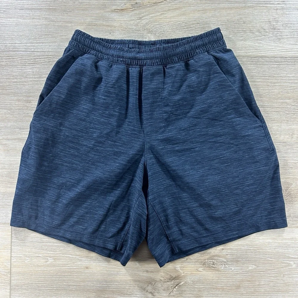 Lululemon Pace Breaker Shorts Mens Small Navy Heathered 7 Inch Inseam Linerless